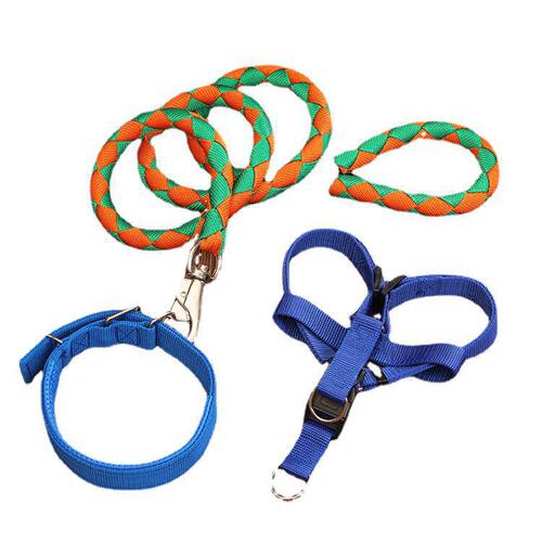 Manufacturer dog leash, dog rope, braided nylon rope, three-piece set, pet leash, harness, collar, one piece drop shipping