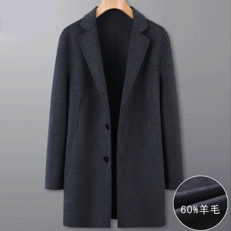 Fat Brother осенний и зимний двухсторонний мужской средний размер бизнес-отдых плюс шерстяное пальто