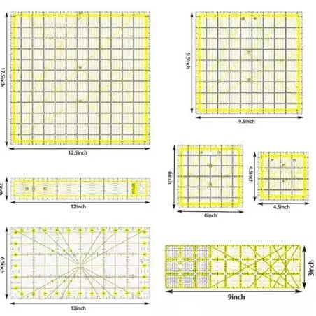 Venta al por mayor de todo tipo de plantillas huecas de formas especiales spot acrílico tallado CNC nueva regla de mosaico de siete piezas