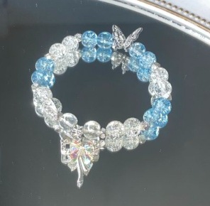 S105-Pulsera de mariposa de hada explosiva azul#tamaño 820
