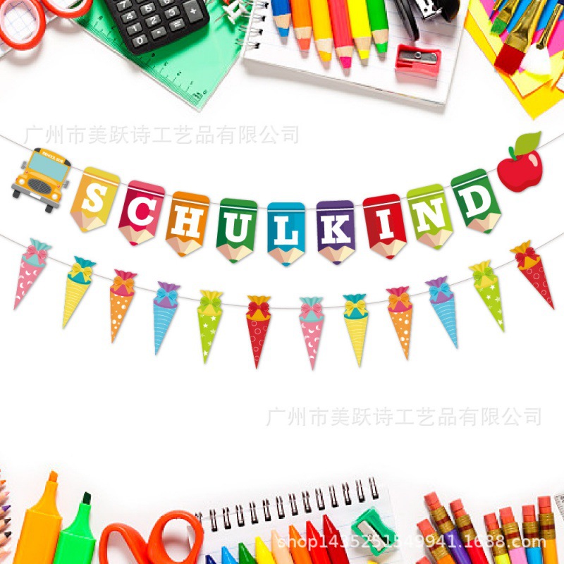 Jardín de infancia alemán transfronterizo decoración de regreso a la escuela primaria