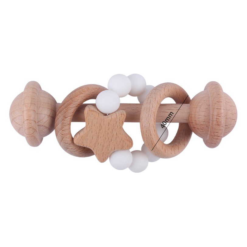 Creativo nuevo juguete para niños mordedor Beech bebé sonajero de mano cuentas de silicona bebé ejercicio interactivo mordedor palo