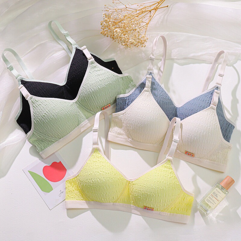 Pleated Bubble Bra for Small Busts, Thin Anti-Sagging Bra Without Underwire, Push-Up Bra