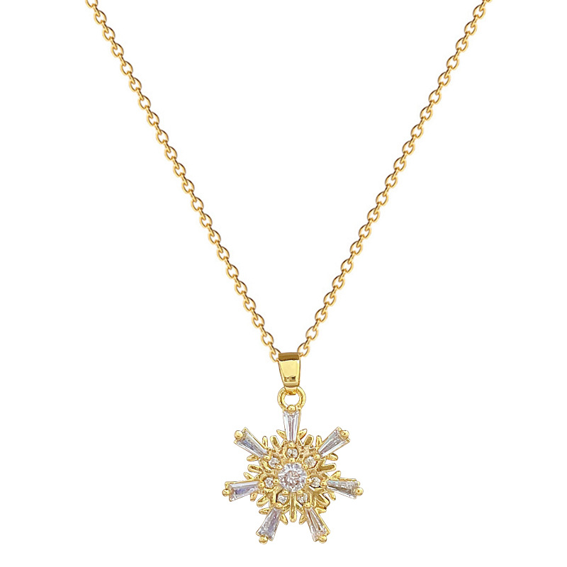Snowflake Diamond Necklace Luxury Titanium Steel Collarbone Chain_voghion.com