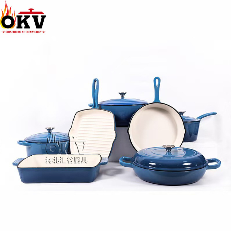 Enamel Pot Cast Iron Pot Cookware Seven-Piece Pot Set Soup Pot Stew Pot Household Enamel Pot Enamel Pot Set