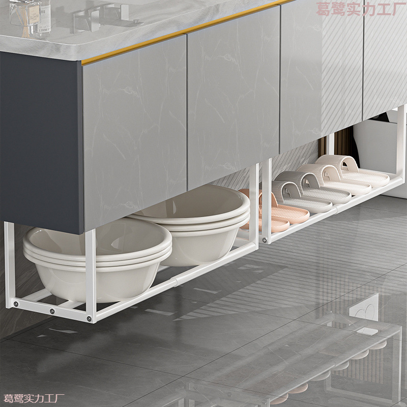 洗面器伸縮可能収納棚洗面器浴室キャビネット下洗面器トイレ穴なし洗面台式鉄芸棚|undefined
