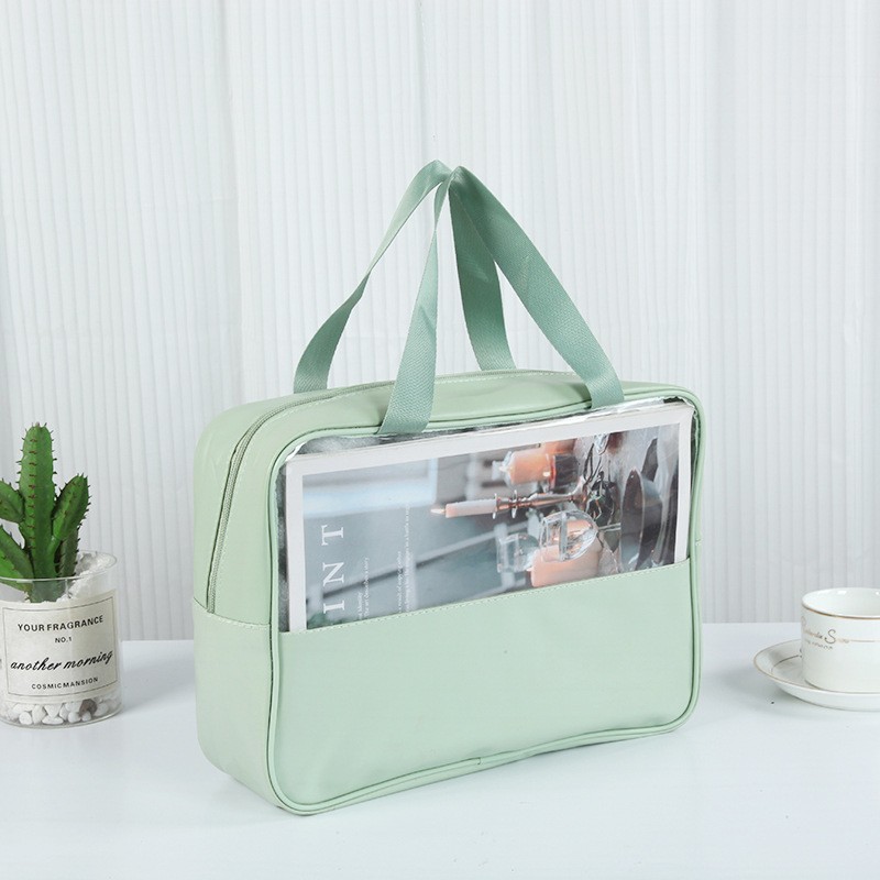 pvc透明化妆包大容量洗浴袋旅行便携防水洗漱包拼接化妆品收纳包
