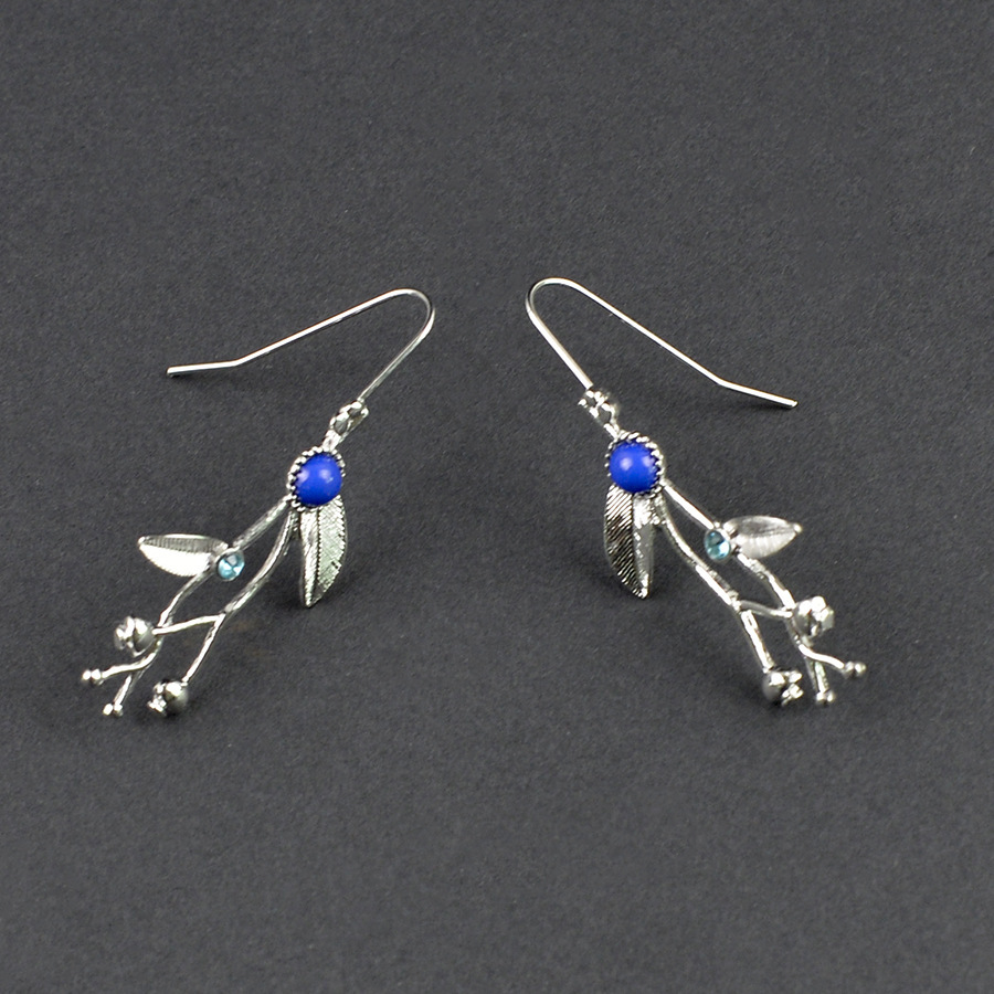 Elegant Retro Sapphire And Pearl Drop Earrings For Women_voghion.com