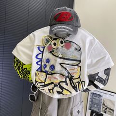 男児長袖tシャツ春装2025新型上着少年児童格好いいファッションタイプは、シャツ児童tをつなぎ合わせた
