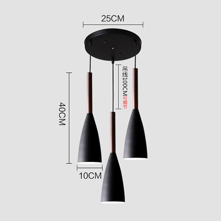 Lámpara de comedor de estilo nórdico, simple y moderna, comedor gris blanco y negro de tres cabezas, sala de estar, dormitorio, barra de bar, candelabro pequeño