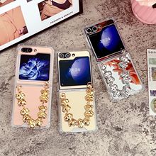 适用三星Zflip6镜面手机壳小熊手链Galaxy zflip4折叠屏zflip5女