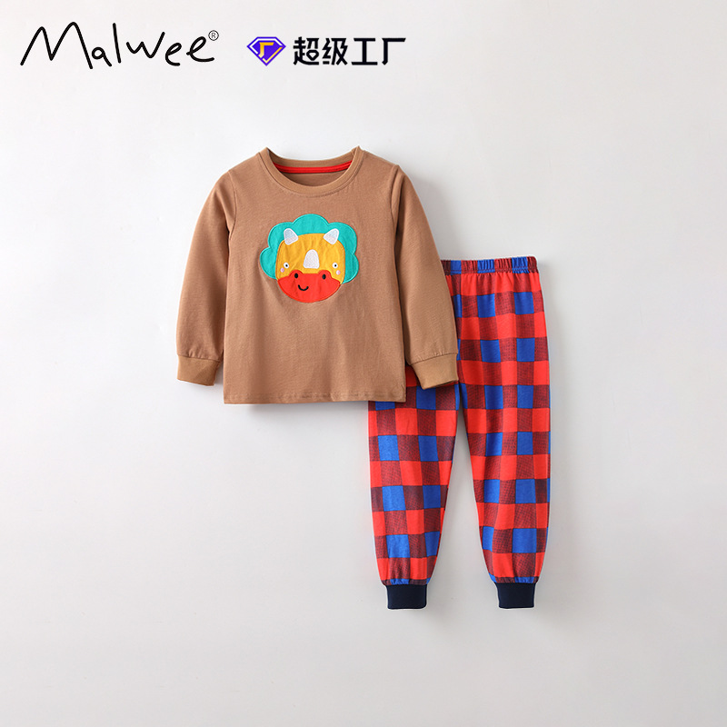 Malwee transfronterizo juego de niños otoño y invierno nuevo estilo europeo y americano para niños de mediana edad Navidad guapo juego de niños otoño de dos piezas