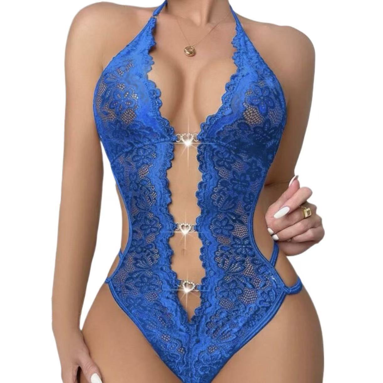 Боди кружевное синее XL