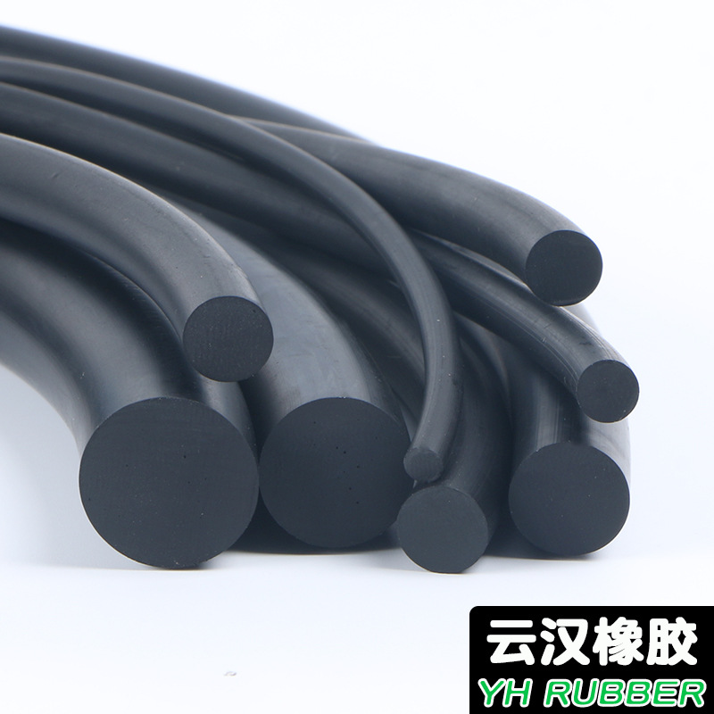 FKM圆棒耐腐蚀耐高温氟胶圆条4567810mm黑色氟橡胶圆条密封氟胶绳