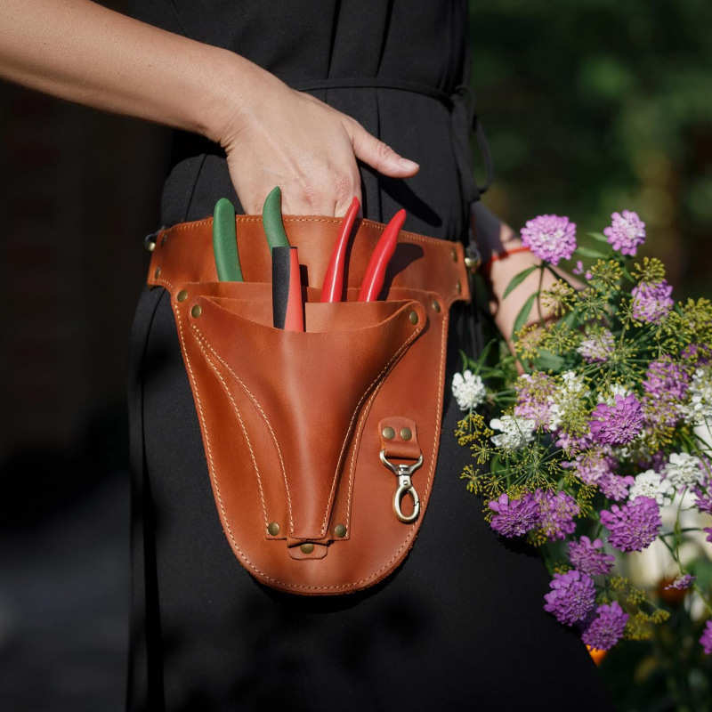 Nuevo pu delantal transfronterizo bolsa de almacenamiento de jardín al aire libre floral paquete de recorte multicapa bolsa de cintura delantal