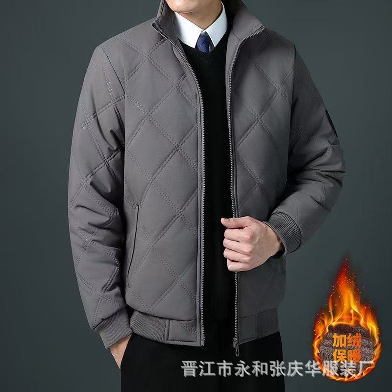 Chaqueta casual de algodón para hombre, modelo 2025, cuello alto, con forro polar y algodón grueso, fabricante de ropa, venta al por mayor, dropshipping