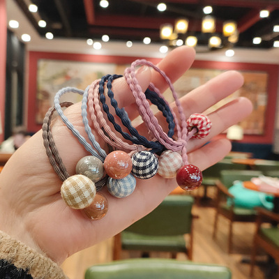 Korean Edition fashion Sen family new pattern Hairdressing Stall goods High elasticity Tousheng Oujie Candy beads Fabric art Hairpin rubber string