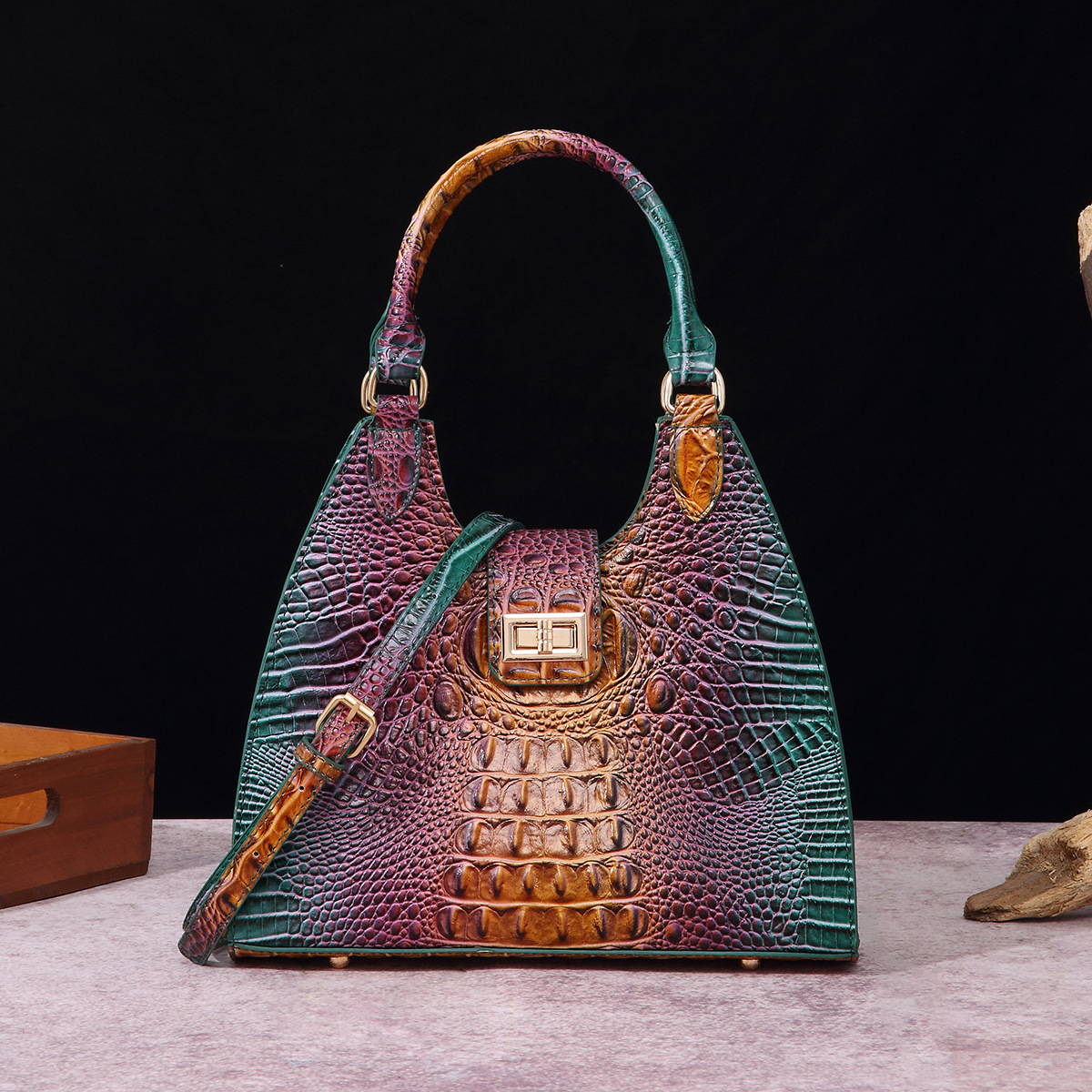 Women's Crossbody Bag Crocodile Pattern Fashionable Shoulder Bag_voghion.com