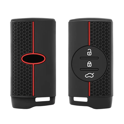 Suitable for Chery Tiggo 3X X7 Chery 8Pro Textured Silicone Car Key Cover Factory Direct Delivery Available for Wholesale (Static Rod/Key Bag) - black-red-line