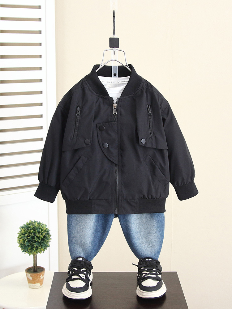 6063 Chaqueta de otoño para niños 2024 Nuevo estilo fresco y guapo Camisa de moda de primavera y otoño para niños Traje de béisbol para bebés