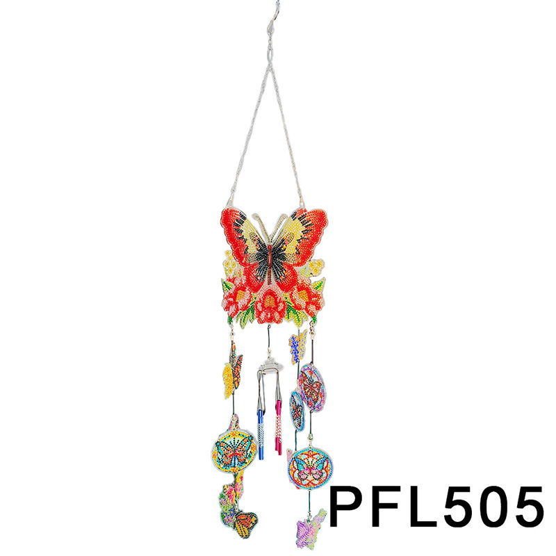 Fábrica directa pintura de diamantes alrededor de flores y pájaros dibujos animados colgando placa decorativa campana de viento transfronteriza atrapadora de sueños decoración interior de pintura de diamantes