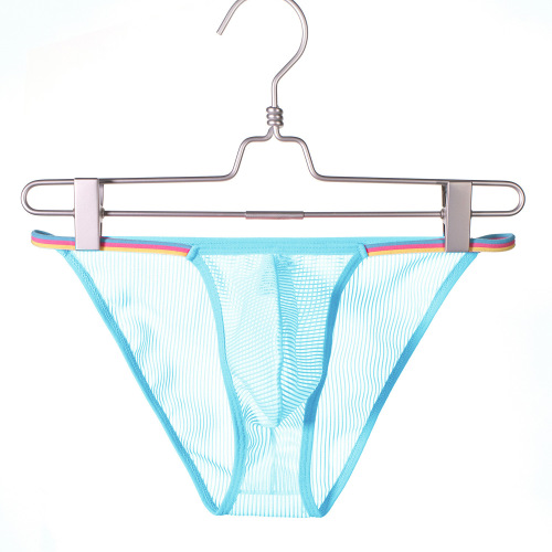Foreign trade see-through striped sexy men's underwear low-waist sexy hairy men's sexy high-cut briefs B643