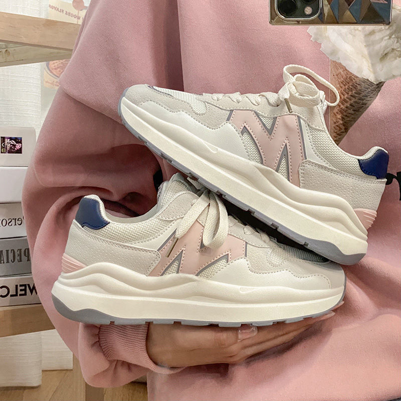 小众厚底休闲运动老爹鞋女ins潮2025新款网面透气百搭小白阿甘鞋