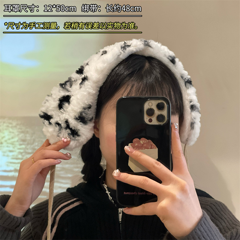 Nuevo estilo ins orejeras con cordones invierno niña linda niña bicicleta orejeras calentamiento de orejas estudiantes felpa cálido protección auditiva babero