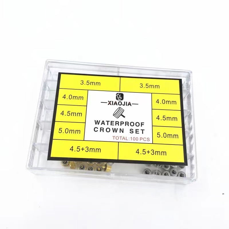 手表维修配件100粒精密防水铜制把头调时间把柄维修散件把头盒装|ru