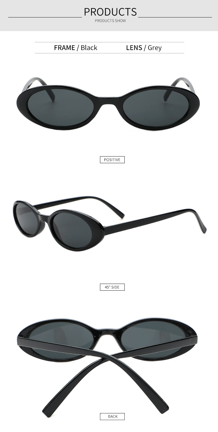 2023 New Vintage Small Frame Sunglasses Fashion Black Tea Oval Frame Cyber Celebrity Sunscreen Glasses Men's and Women's Sunglasses_voghion.com