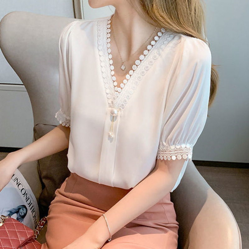 Summer fashionable elegant lace shiffon shirt
