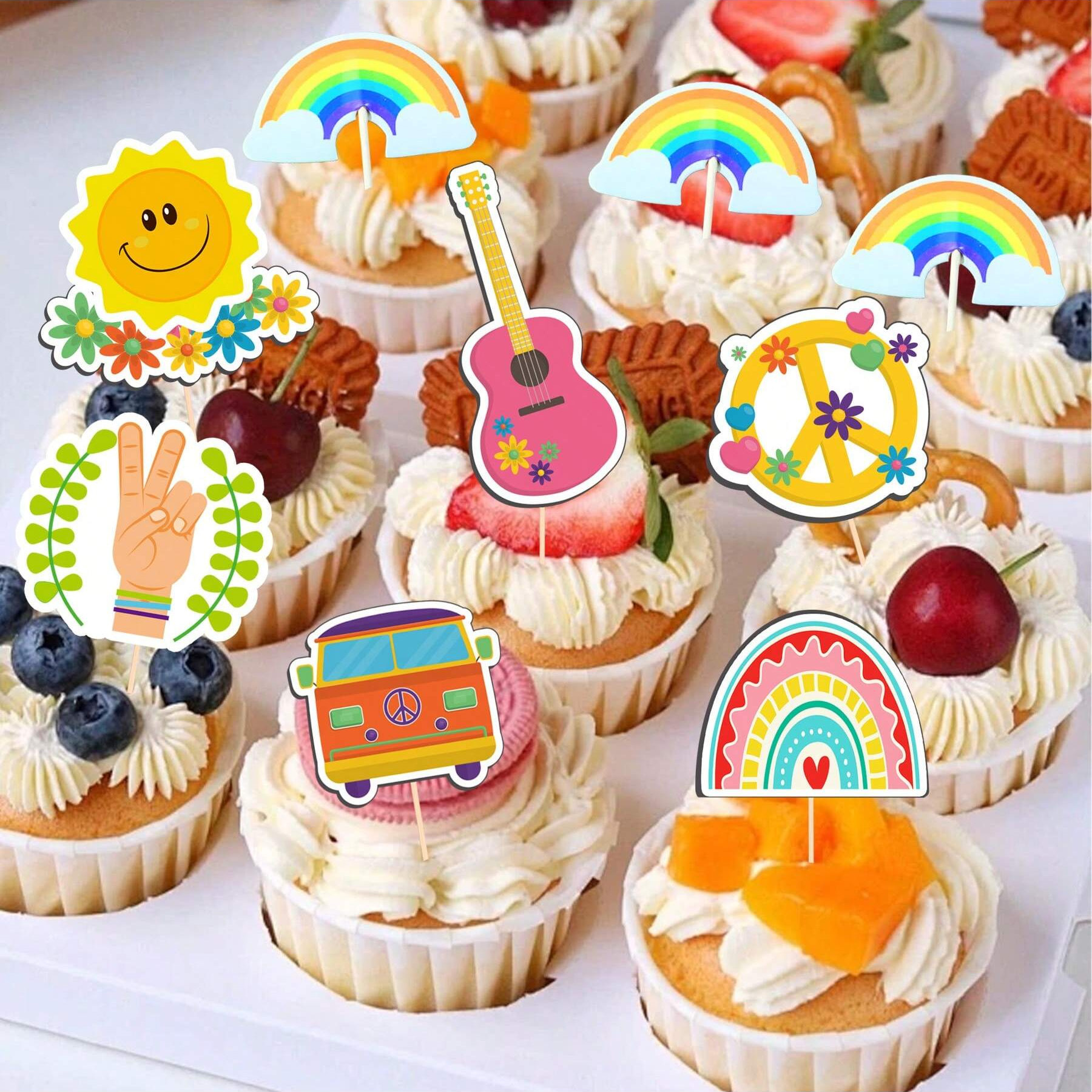 New Bohemian style cake card rainbow birthday cake decoration plug-in holiday party decoration supplies