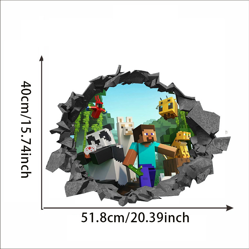 クロスボーダー Minecraft ランアウェイ Minecraft ウォールステッカー リビングルーム 子供部屋 ウォールステッカー 3D 壊れた壁 ウォールステッカー|undefined