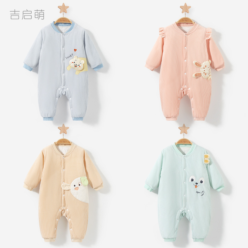 Mono de bebé Otoño e Invierno recién nacido acolchado Delgado engrosado traje de mameluco cálido para hombres y mujeres ropa de salida ropa de invierno para bebés