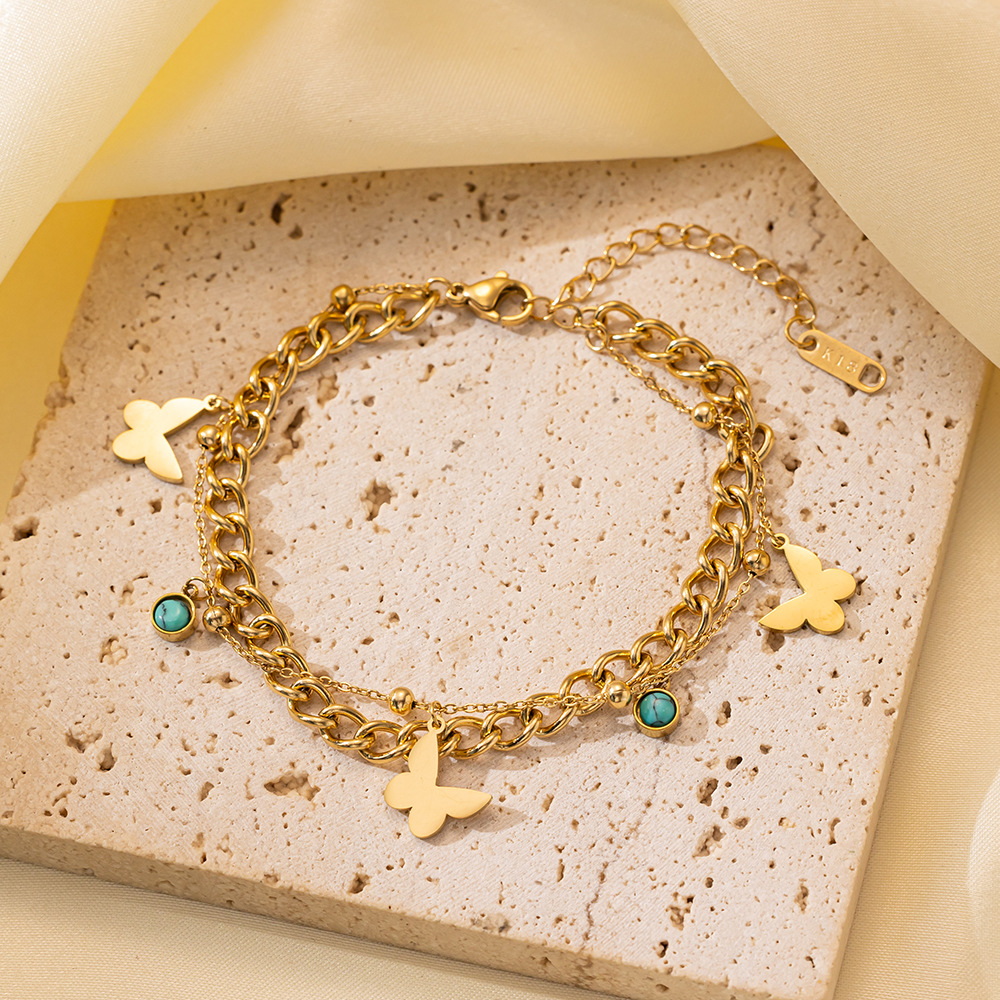 25g Weight 0.03µm-0.05µm Gold Plating Thickness PVD Coated Gold Plating Process 18K Real Gold Plated Plating Material 304 Stainless Steel Pendant Material Zircon Inlay Material Bracelets Classification 304 Stainless Steel Chain Material Cuban Link Chain Curb Chain, box chain, Twisted Rope Chain, snake chain, figaro chain Chain Type 1 Piece Quantity Daily Occasion 304 Stainless Steel Material Eye, Flower, Butterfly Pattern Women's Gender Casual, Simple Style Style Enamel, Inlay Craft Casual Simple Style Eye Flower Butterfly Titanium Steel Zircon Bracelets In Bulk 4