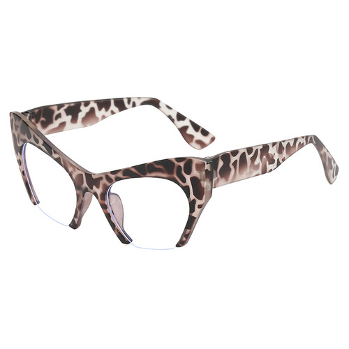 Trendy Personalized Half-Rim Women's Sunglasses with Cat-Eye Frame for Street Style, Modern Fashion, European and American New Arrival Blue Light Blocking Glasses