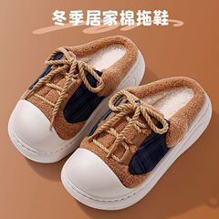 系带冬季拖鞋舒适女生外穿百搭时尚半包室内防滑静音情侣加绒保暖
