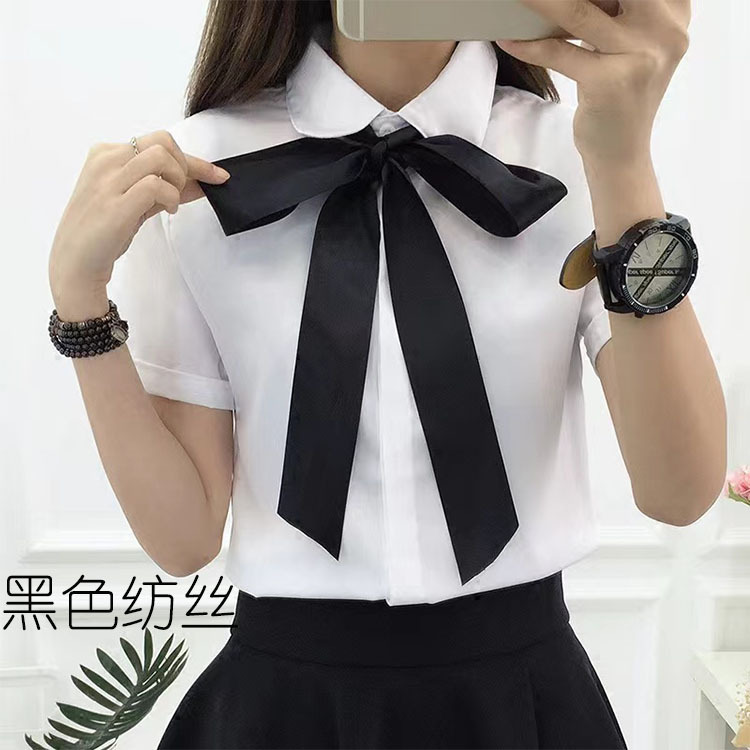 Pajarita encaje de mujer nuevo estilo coreano estilo británico preppy estilo Polka Dot color sólido gasa cinta golpeando a mano arco de moda