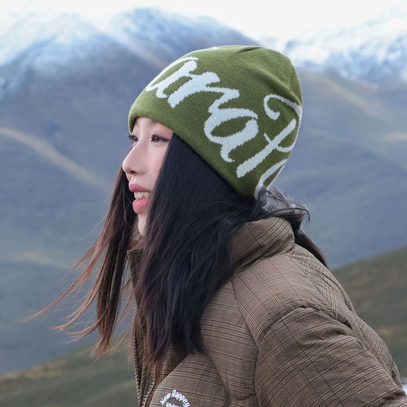 美式街头字母提花双面戴针织帽男女嘻哈滑板护耳套头帽秋冬冷帽潮|undefined
