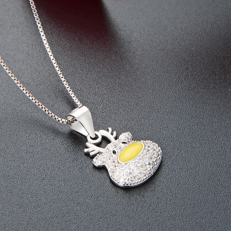 Yilu tiene su diamante animal accesorios colgante estilo japonés y coreano s925 plata esterlina ZIRCON collar Navidad alces clavícula cadena
