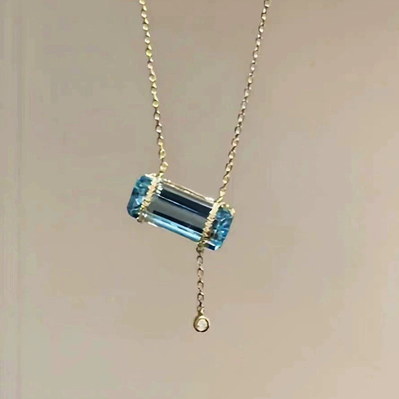 하트 캔디 ~ 쿨 블루 설탕 목걸이 모리 스타일 작은 신선한 간단한 모든 매치 쇄골 체인 목걸이 액세서리