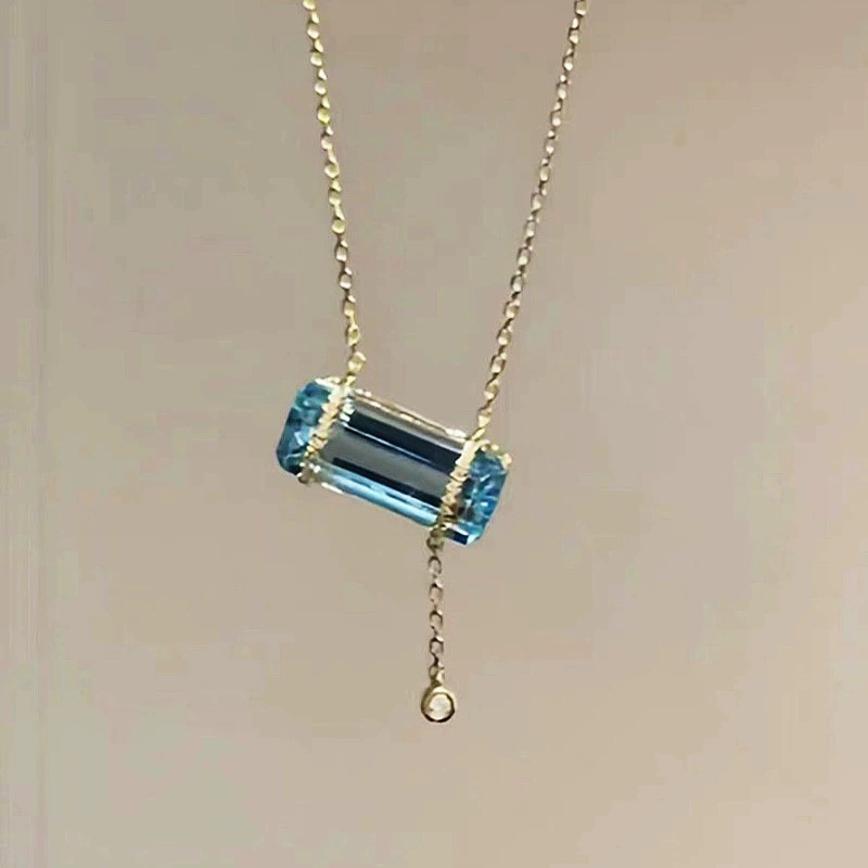 Heart Candy ~ Cool Blue Sugar Necklace Mori Style Small Fresh Simple All-match Clavicle Chain Necklace Accessories