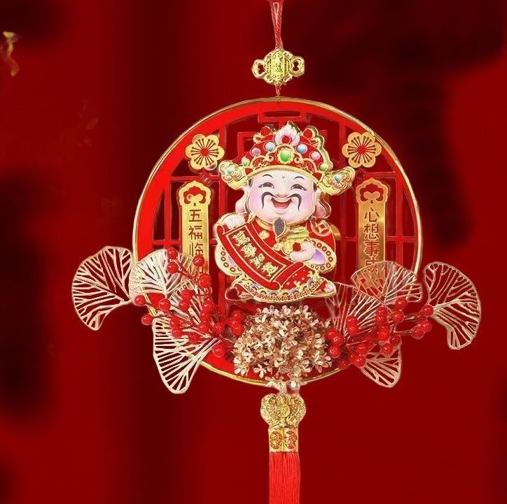 2026马年新款方形电动摇头财神挂件装饰春节喜庆招财货年 饰 摆件|undefined