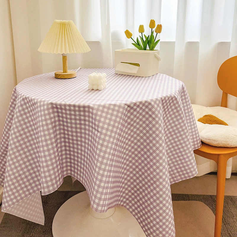 Net red plaid tablecloth Ins wind girl heart round table cloth layout dust dining table cloth coffee table padding