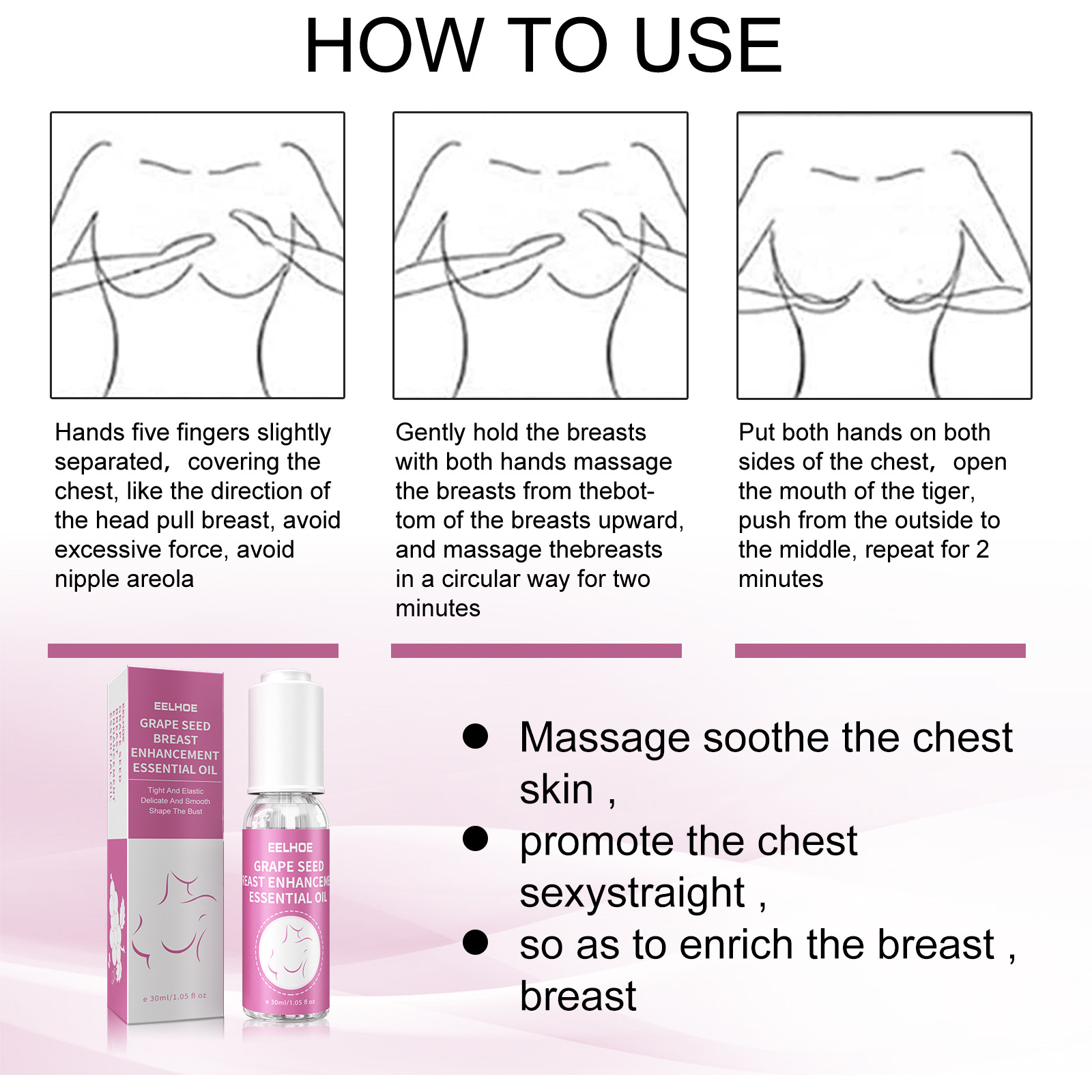 EELHOE Brust Brust Massage Ätherisches Öl Brustvergrößerung Feuchtigkeitsspendende Straffende Pflege Aufpolsternde Brust Straffende Essenz_voghion.com