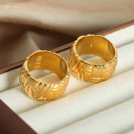 巴洛克复古条纹几何对戒情侣戒指钛钢不掉色小众设计金属感指环女