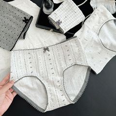 抹茶女孩简约印花蕾丝内裤女纯棉无痕高弹透气10A抑菌裆底三角裤