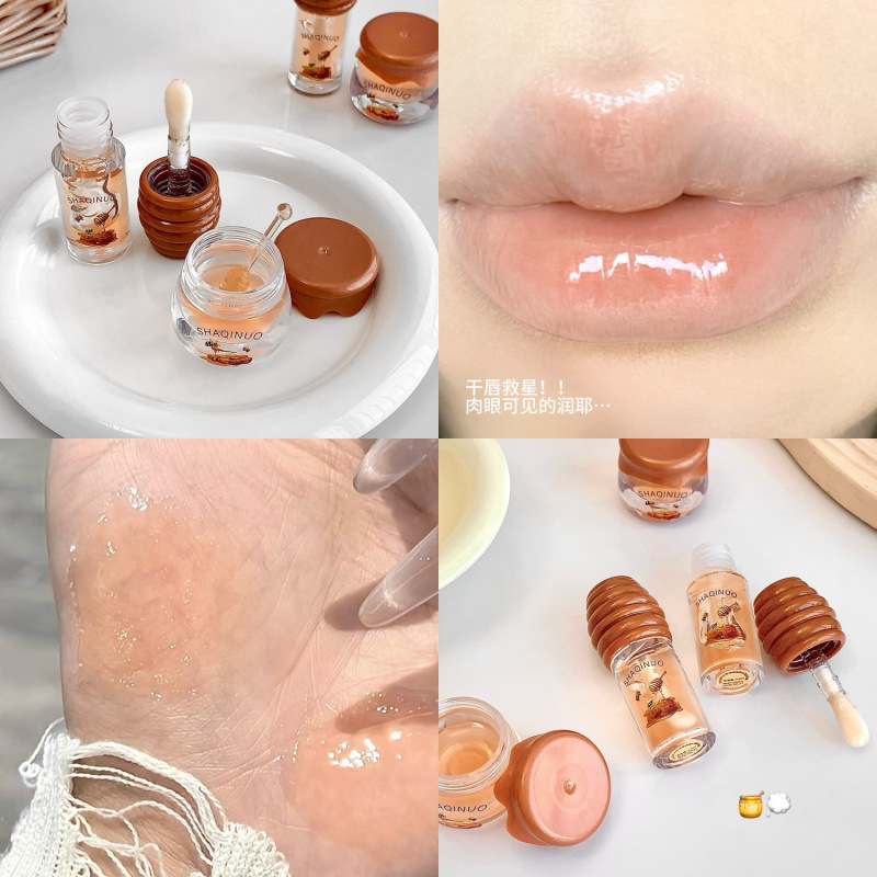 SHAQINUO Honey-Shaped Lip Protector Kit Hidratación Hidratación Anti-seco - agrietamiento Combination Day and Night Lip Balm Set