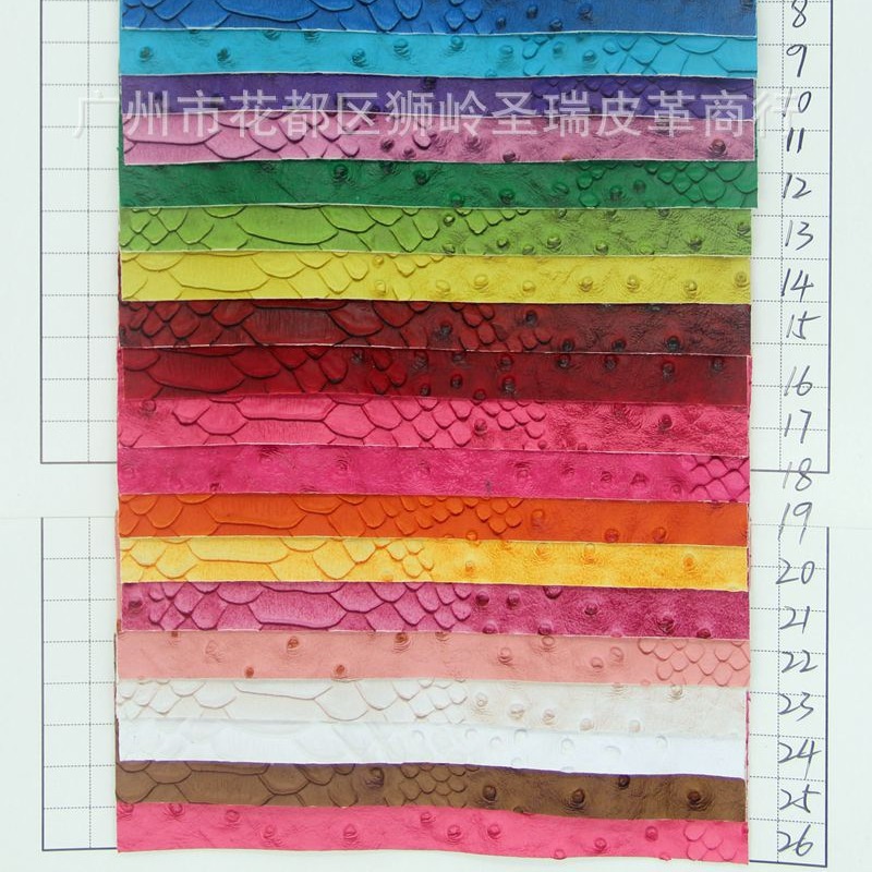 【圣瑞皮革】厂家供应 鸵鸟蛇纹箱包手袋皮革SR-728