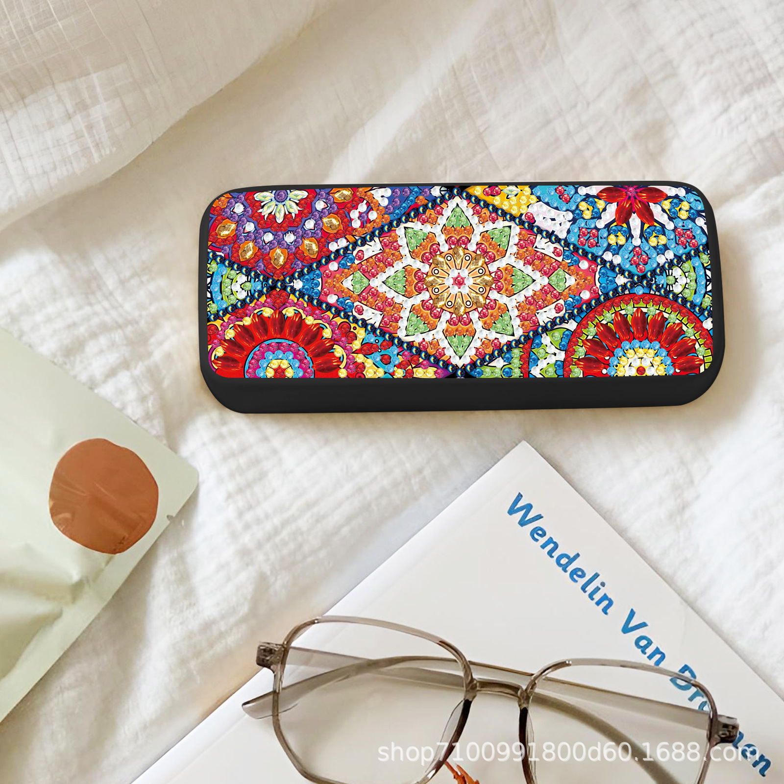 Transfronterizos para pintura de diamantes caja de perímetro hecha a mano DIY puntual pintura pegada caja de regalo dibujos animados 5D caja de gafas almacenamiento